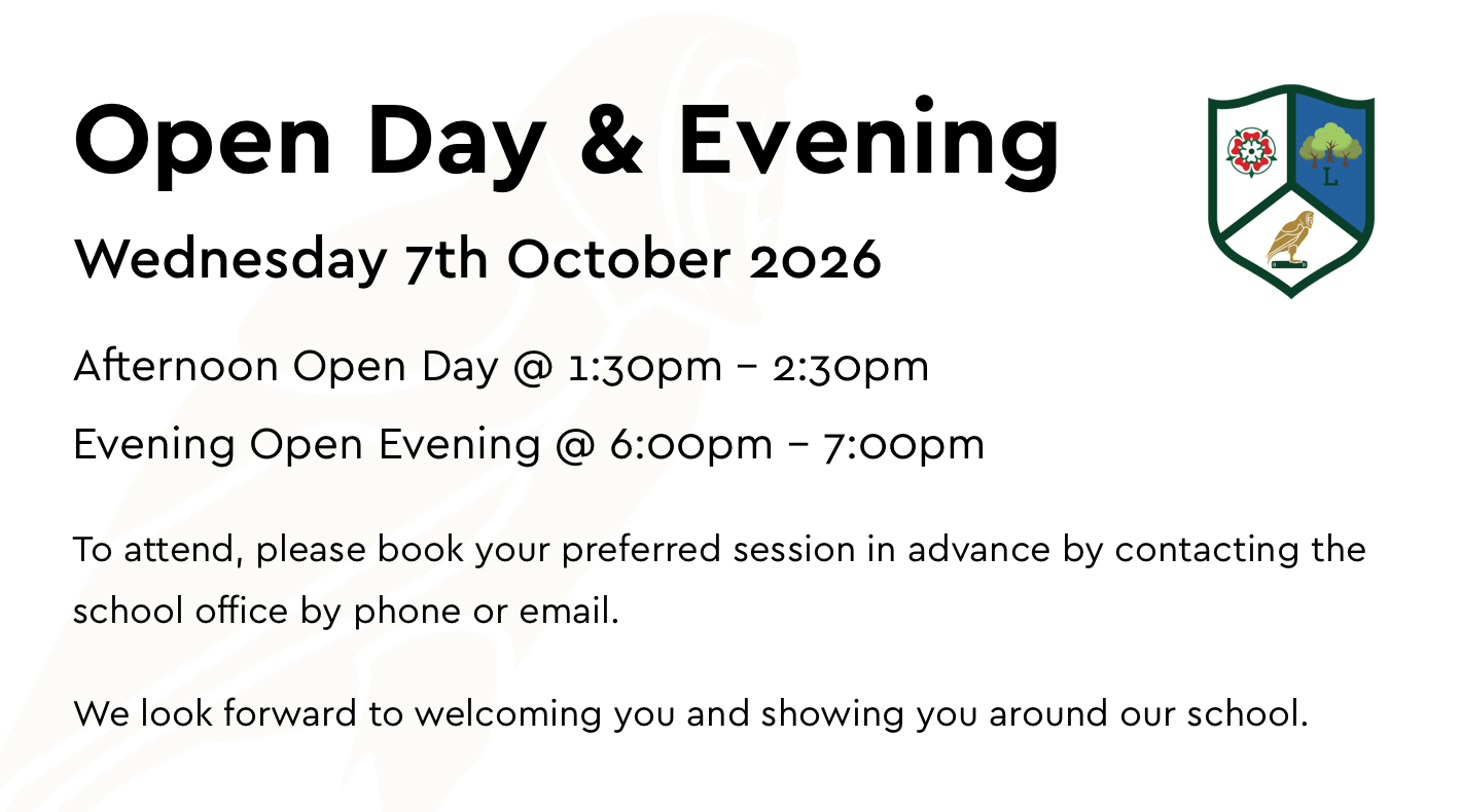 Open Day & Evening – Wednesday 7th October image